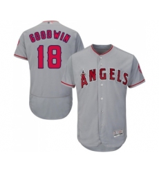 Men's Los Angeles Angels of Anaheim #18 Brian Goodwin Grey Road Flex Base Authentic Collection Baseball Jersey