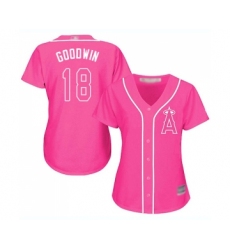 Women's Los Angeles Angels of Anaheim #18 Brian Goodwin Replica Pink Fashion Baseball Jersey