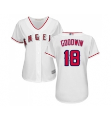 Women's Los Angeles Angels of Anaheim #18 Brian Goodwin Replica White Home Cool Base Baseball Jersey