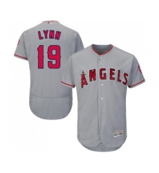 Men's Los Angeles Angels of Anaheim #19 Fred Lynn Grey Road Flex Base Authentic Collection Baseball Jersey