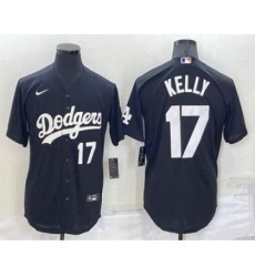 Men's Los Angeles Dodgers #17 Joe Kelly Number Black Turn Back The Clock Stitched Cool Base Jersey
