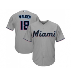 Youth Miami Marlins #18 Neil Walker Replica Grey Road Cool Base Baseball Jersey