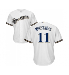 Youth Milwaukee Brewers #11 Mike Moustakas Replica White Alternate Cool Base Baseball Jersey