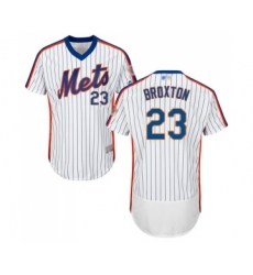 Men's New York Mets #23 Keon Broxton White Alternate Flex Base Authentic Collection Baseball Jersey