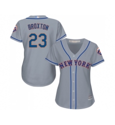 Women's New York Mets #23 Keon Broxton Authentic Grey Road Cool Base Baseball Jersey