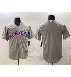 Men's New York Mets Team Big Logo Gray 2025 Limited Stitched Baseball Jersey