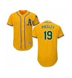 Men's Oakland Athletics #19 Josh Phegley Gold Alternate Flex Base Authentic Collection Baseball Jersey