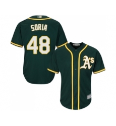 Men's Oakland Athletics #48 Joakim Soria Replica Green Alternate 1 Cool Base Baseball Jersey