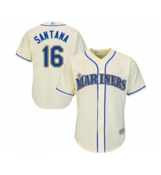 Youth Seattle Mariners #16 Domingo Santana Replica Cream Alternate Cool Base Baseball Jersey