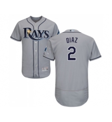 Men's Tampa Bay Rays #2 Yandy Diaz Grey Road Flex Base Authentic Collection Baseball Jersey