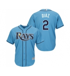 Men's Tampa Bay Rays #2 Yandy Diaz Replica Light Blue Alternate 2 Cool Base Baseball Jersey