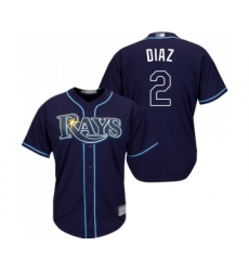 Men's Tampa Bay Rays #2 Yandy Diaz Replica Navy Blue Alternate Cool Base Baseball Jersey