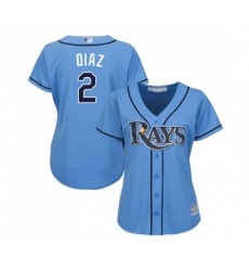 Women's Tampa Bay Rays #2 Yandy Diaz Replica Light Blue Alternate 2 Cool Base Baseball Jersey