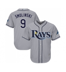 Men's Tampa Bay Rays #9 Jake Smolinski Replica Grey Road Cool Base Baseball Jersey
