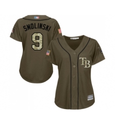 Women's Tampa Bay Rays #9 Jake Smolinski Authentic Green Salute to Service Baseball Jersey