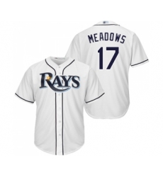 Men's Tampa Bay Rays #17 Austin Meadows Replica White Home Cool Base Baseball Jersey