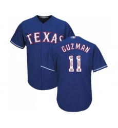 Men's Texas Rangers #11 Ronald Guzman Authentic Royal Blue Team Logo Fashion Cool Base Baseball Jersey