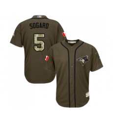 Men's Toronto Blue Jays #5 Eric Sogard Authentic Green Salute to Service Baseball Jersey