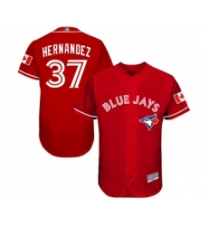 Men's Toronto Blue Jays #37 Teoscar Hernandez Scarlet Alternate Flex Base Authentic Collection Alternate Baseball Jersey