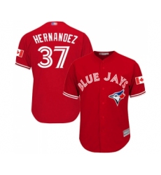 Youth Toronto Blue Jays #37 Teoscar Hernandez Replica Scarlet Alternate Baseball Jersey
