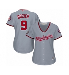 Women's Washington Nationals #9 Brian Dozier Authentic Grey Road Cool Base 2019 World Series Bound Baseball Jersey