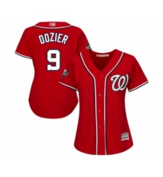 Women's Washington Nationals #9 Brian Dozier Authentic Red Alternate 1 Cool Base 2019 World Series Bound Baseball Jersey