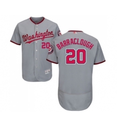 Men's Washington Nationals #20 Kyle Barraclough Grey Road Flex Base Authentic Collection Baseball Jersey