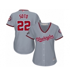 Women's Washington Nationals #22 Juan Soto Authentic Grey Road Cool Base 2019 World Series Bound Baseball Jersey