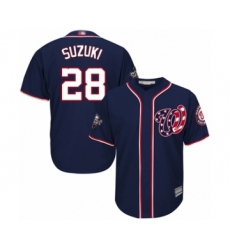 Youth Washington Nationals #28 Kurt Suzuki Authentic Navy Blue Alternate 2 Cool Base 2019 World Series Bound Baseball Jersey