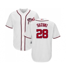 Youth Washington Nationals #28 Kurt Suzuki Replica White Home Cool Base Baseball Jersey