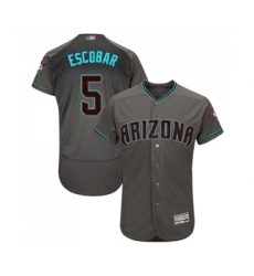 Men's Arizona Diamondbacks #5 Eduardo Escobar Gray Teal Alternate Authentic Collection Flex Base Baseball Jersey