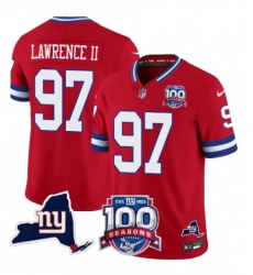 Men's New York Giants #97 Dexter Lawrence II Red 2025 F.U.S.E. 100th Season & State Vapor Limited Football Stitched Jersey