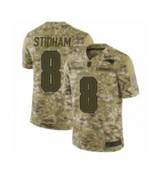 Men's New England Patriots #8 Jarrett Stidham Limited Camo 2018 Salute to Service Football Jersey