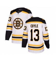 Men's Boston Bruins #13 Charlie Coyle Authentic White Away Hockey Jersey