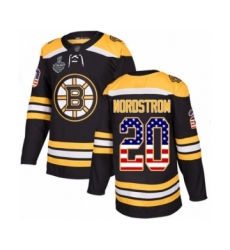 Men's Boston Bruins #20 Joakim Nordstrom Authentic Black USA Flag Fashion 2019 Stanley Cup Final Bound Hockey Jersey