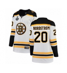 Women's Boston Bruins #20 Joakim Nordstrom Authentic White Away Fanatics Branded Breakaway 2019 Stanley Cup Final Bound Hockey Jersey