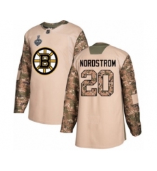 Youth Boston Bruins #20 Joakim Nordstrom Authentic Camo Veterans Day Practice 2019 Stanley Cup Final Bound Hockey Jersey