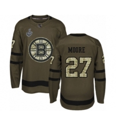 Men's Boston Bruins #27 John Moore Authentic Green Salute to Service 2019 Stanley Cup Final Bound Hockey Jersey