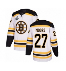 Men's Boston Bruins #27 John Moore Authentic White Away 2019 Stanley Cup Final Bound Hockey Jersey