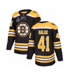 Men's Boston Bruins #41 Jaroslav Halak Authentic Black Home 2019 Stanley Cup Final Bound Hockey Jersey