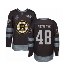 Men's Boston Bruins #48 Matt Grzelcyk Authentic Black 1917-2017 100th Anniversary 2019 Stanley Cup Final Bound Hockey Jersey