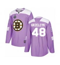 Youth Boston Bruins #48 Matt Grzelcyk Authentic Purple Fights Cancer Practice 2019 Stanley Cup Final Bound Hockey Jersey