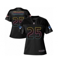 Women's New England Patriots #25 Terrence Brooks Game Black Fashion Football Jersey