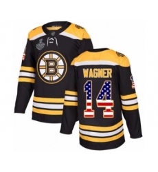 Men's Boston Bruins #14 Chris Wagner Authentic Black USA Flag Fashion 2019 Stanley Cup Final Bound Hockey Jersey