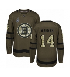Men's Boston Bruins #14 Chris Wagner Authentic Green Salute to Service 2019 Stanley Cup Final Bound Hockey Jersey