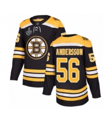 Men's Boston Bruins #56 Axel Andersson Authentic Black Home 2019 Stanley Cup Final Bound Hockey Jersey