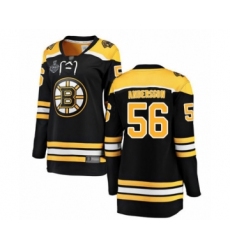 Women's Boston Bruins #56 Axel Andersson Authentic Black Home Fanatics Branded Breakaway 2019 Stanley Cup Final Bound Hockey Jersey