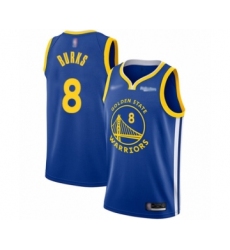 Men's Golden State Warriors #8 Alec Burks Authentic Royal Finished Basketball Jersey - Icon Edition