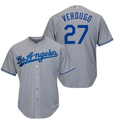 Men's Los Angeles Dodgers #27 Alex Verdugo Grey New Cool Base Stitched Baseball Jersey