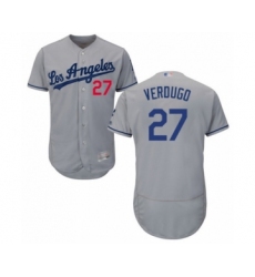 Men's Los Angeles Dodgers #27 Alex Verdugo Grey Road Flex Base Authentic Collection Baseball Player Jersey